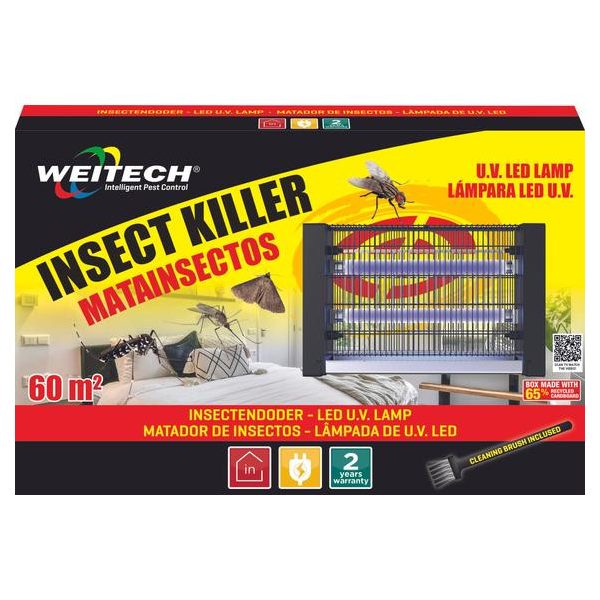 Weitech elektromos rovarcsapda, 60 m2 területre, 6 db/krt