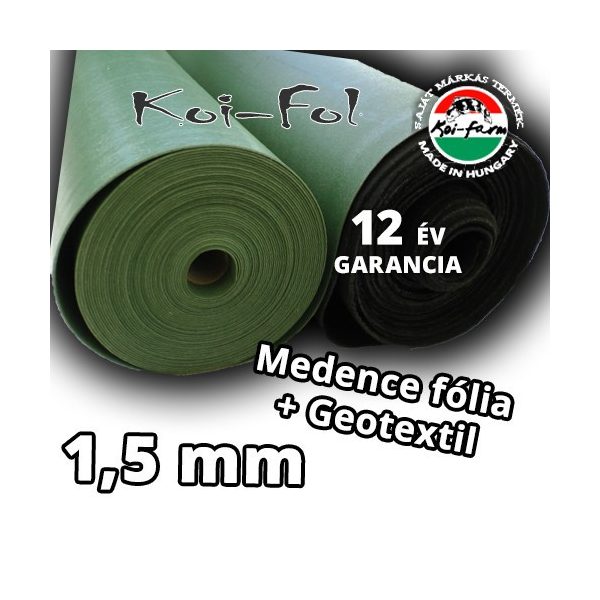 Koi-Fol Lágy PVC Tófólia Zöld 1,5 mm + GEOTEXTILIA ár /m2